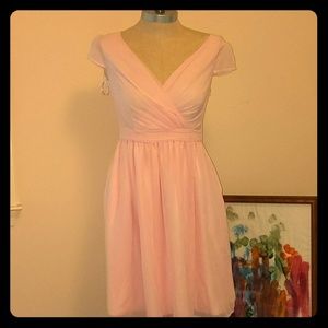 Pale pink chiffon mini dress